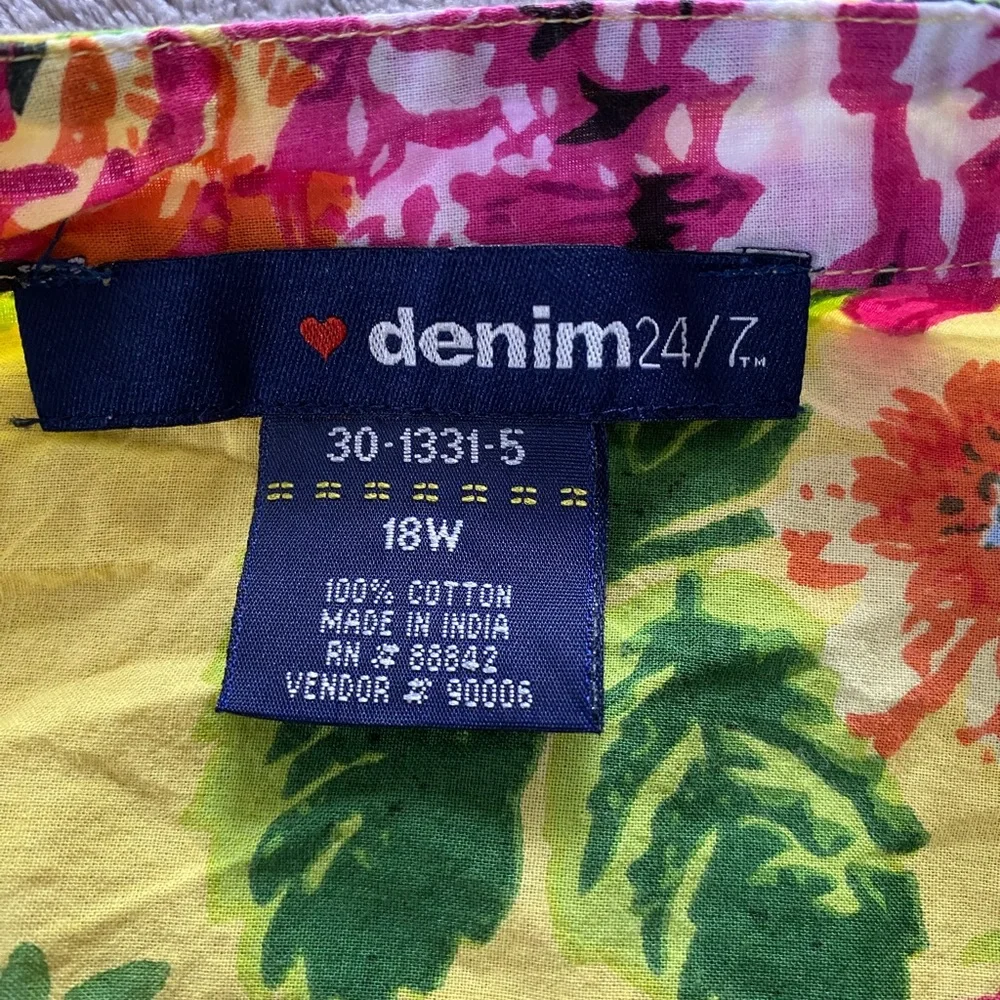 Denim 24/7 Floral Yellow Button-Up Shirt (955) - Picture 2 of 9